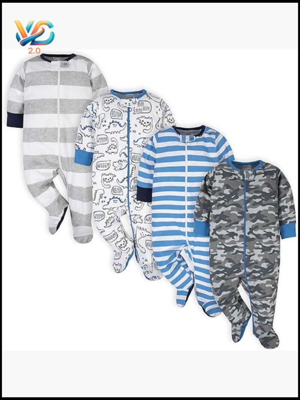 Baby Boys' 4-pack Sleep 'N Play Footies Long Sleeve Zipper One Piece Pajamas